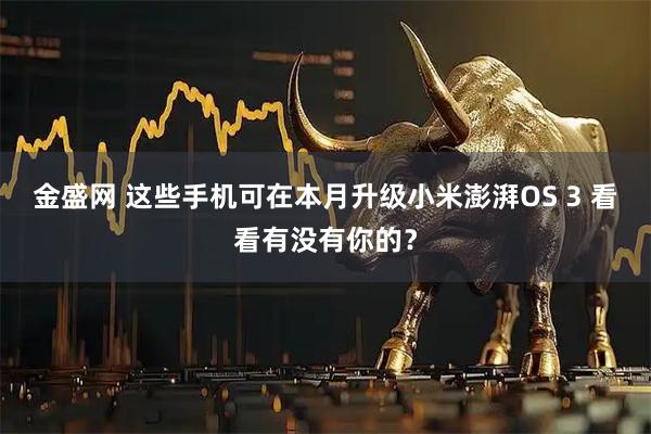 金盛网 这些手机可在本月升级小米澎湃OS 3 看看有没有你的？